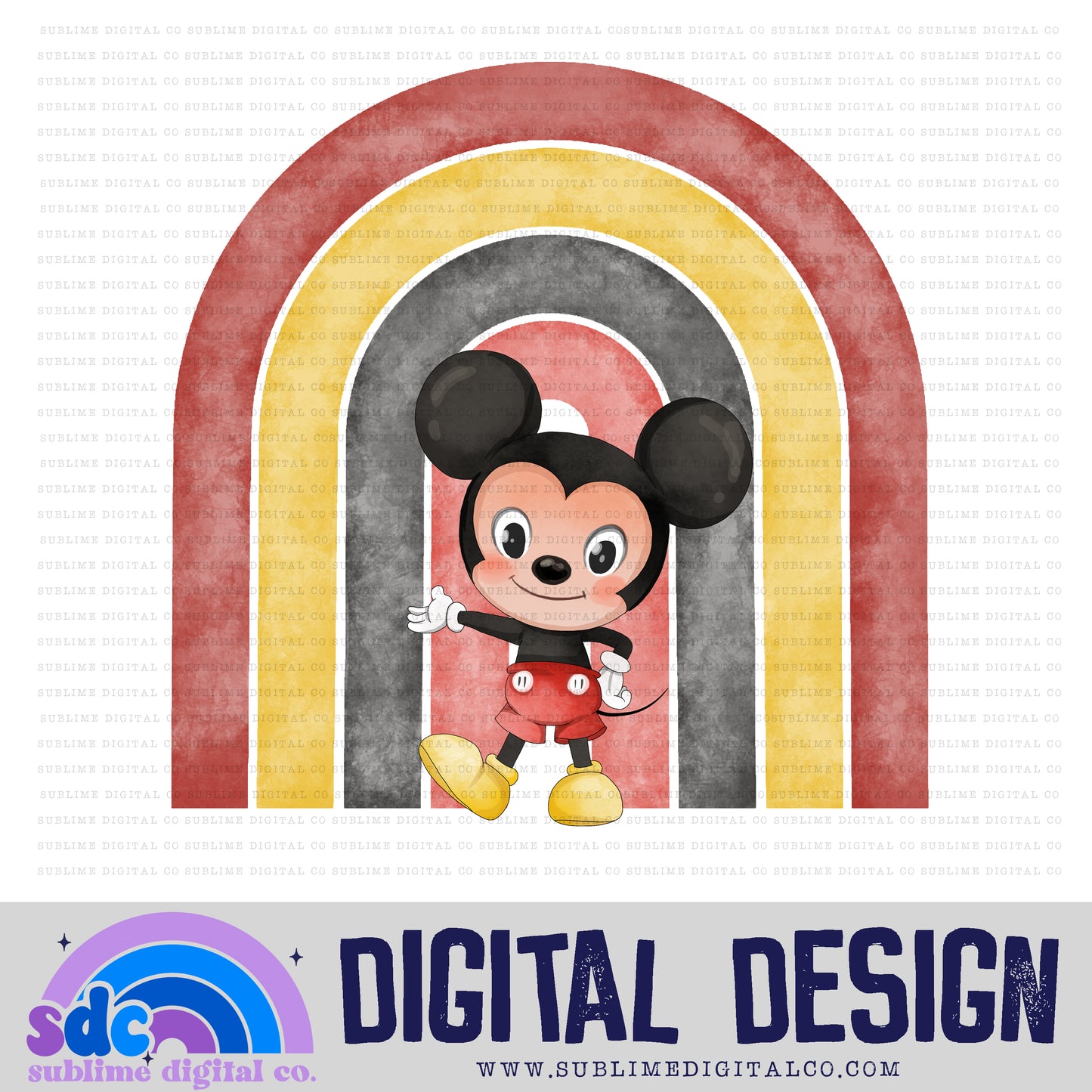 Red Mouse Rainbow • Clubhouse • Instant Download • Sublimation Design