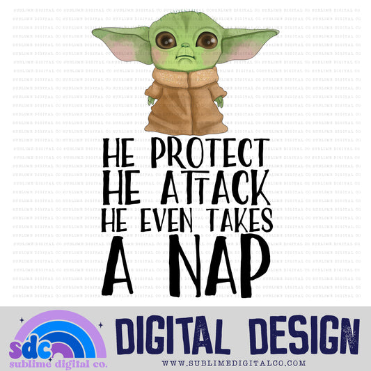 Even Takes A Nap • Green Baby • Space Wars • Instant Download • Sublimation Design