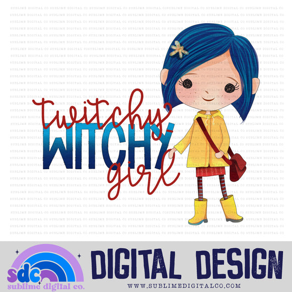 Twitchy Witchy Girl  • Button Girl • Instant Download • Sublimation Design