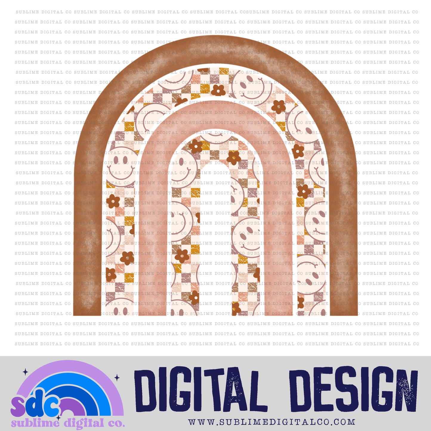 Retro Smiley Checkerboard • Rainbow • Elements • Digital Design • Instant Download • Sublimation