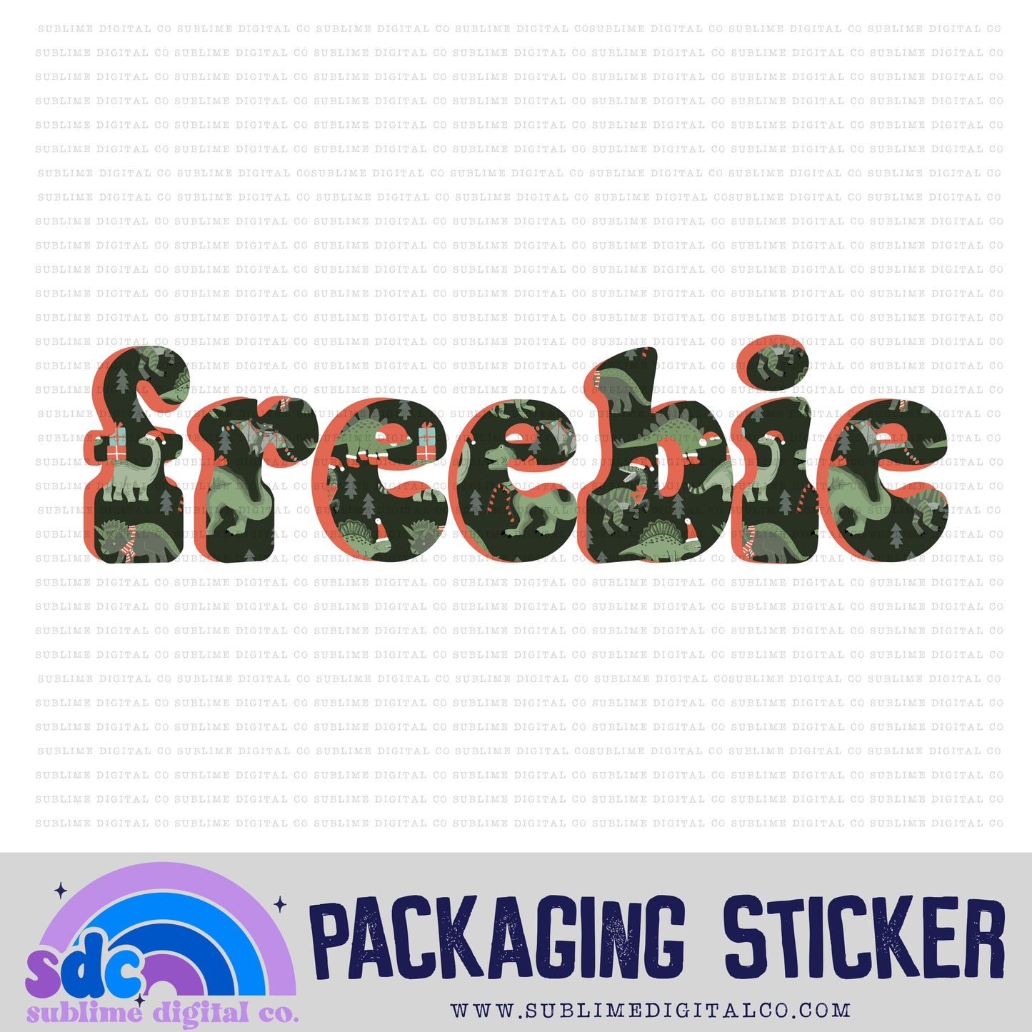 Freebie - Christmas Dino | Small Business Stickers | Digital Download | PNG File