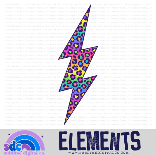 Rainbow Leopard • Lightening Bolt • Elements • Digital Design • Instant Download • Sublimation