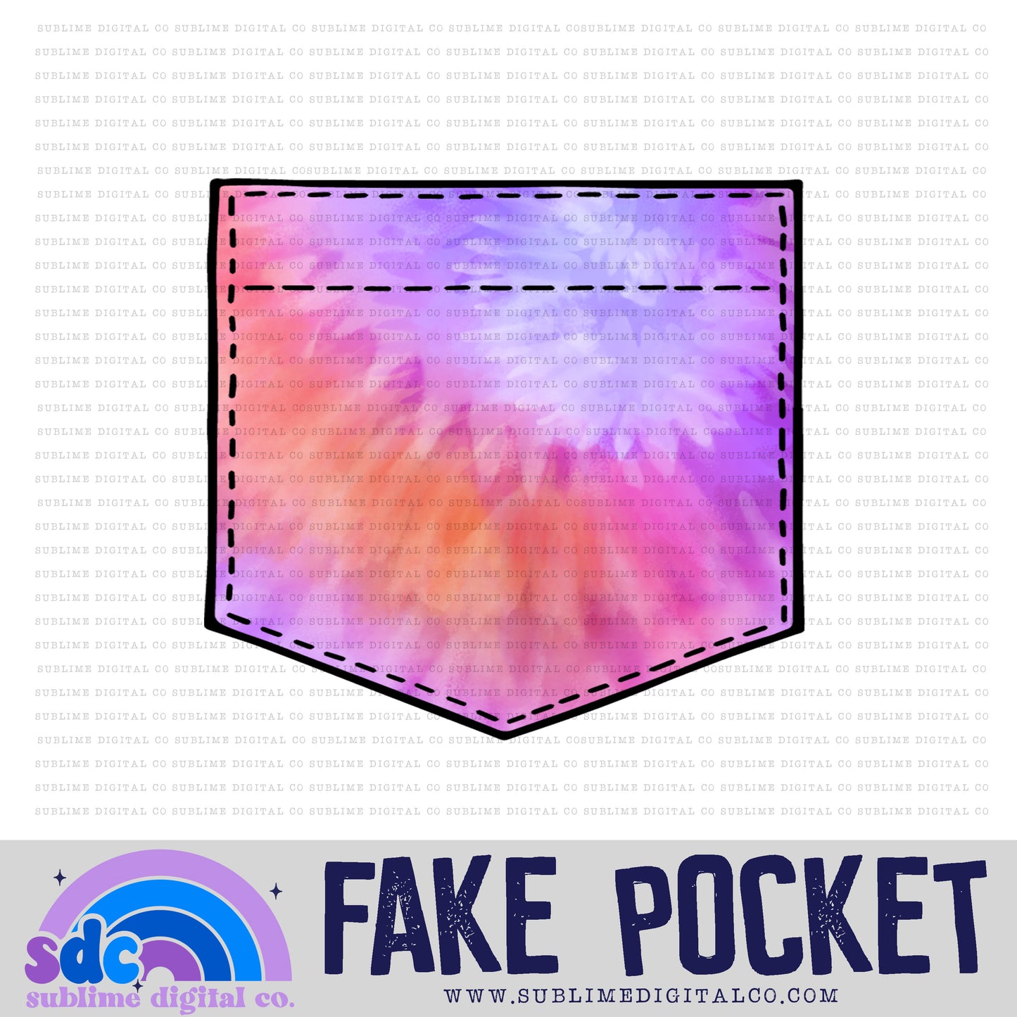 Purple Pink Orange Tie Dye• Fake Pocket • Instant Download • Sublimation Design