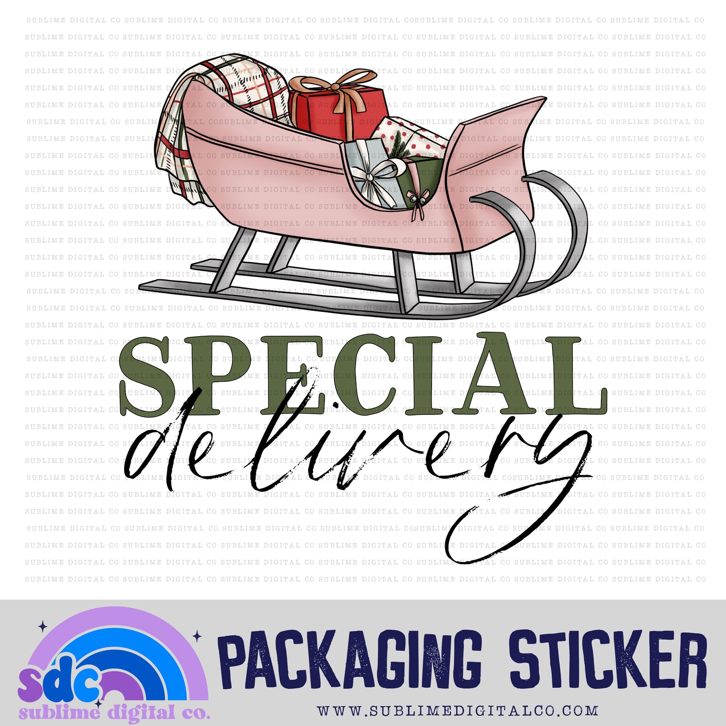 Special Delivery - Christmas Sleigh | Print + Cut |  Small Business Stickers | Digital Download | PNG File