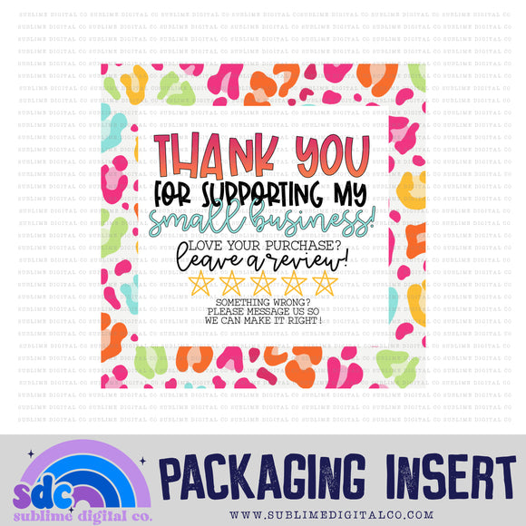 Rainbow Leopard Thank You • Leave A Review • Packaging Insert • Instant Download