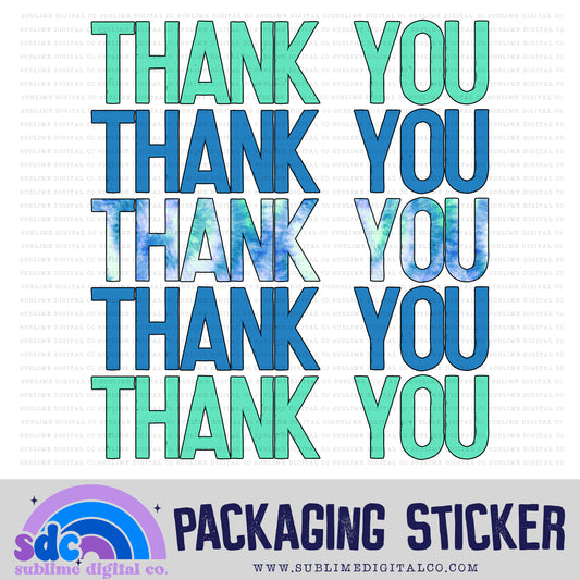 Thank You - Blue Tie Dye | Print + Cut | Small Business Stickers | Digital Download | PNG File