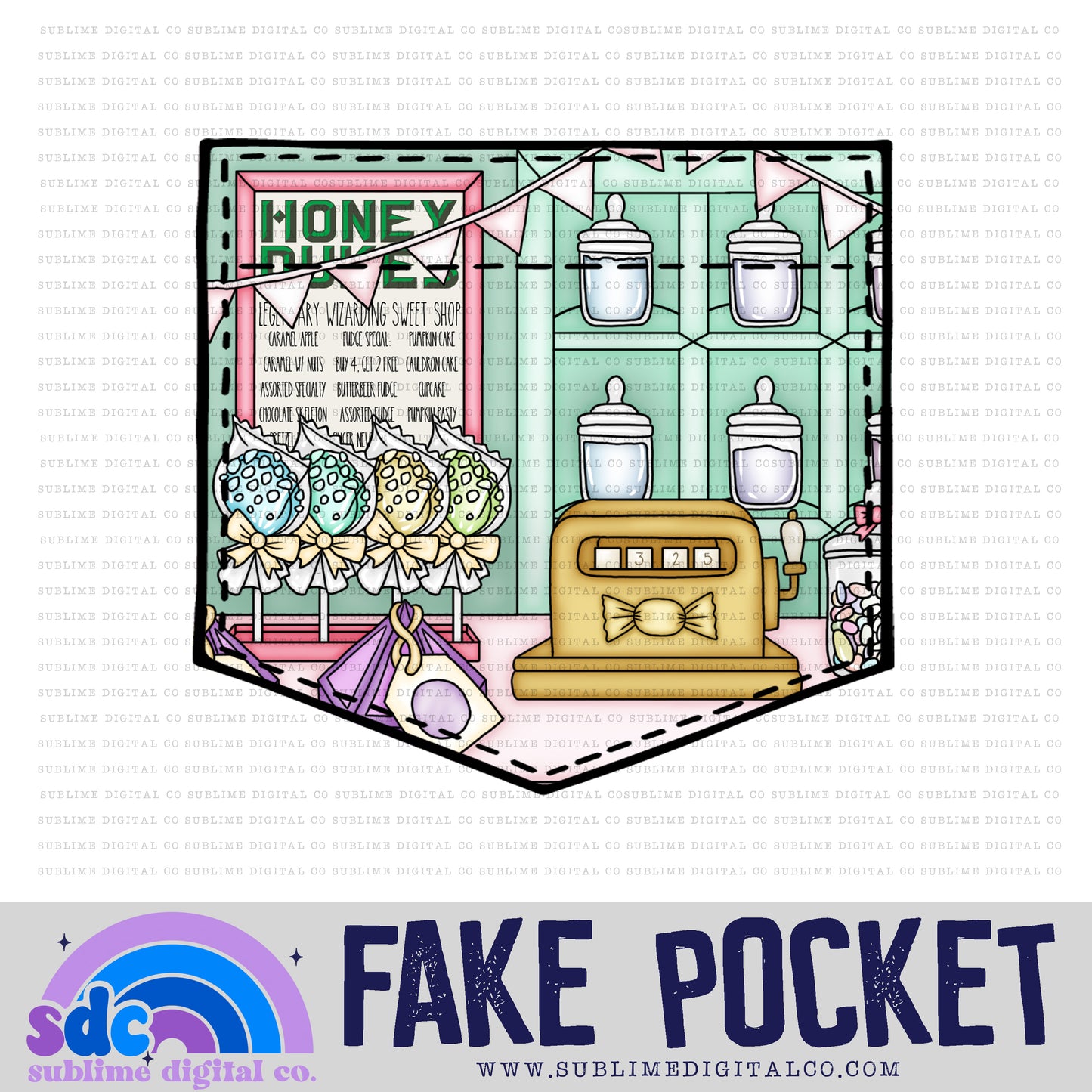 Sweet Shop • Fake Pocket • Wizards • Instant Download • Sublimation Design