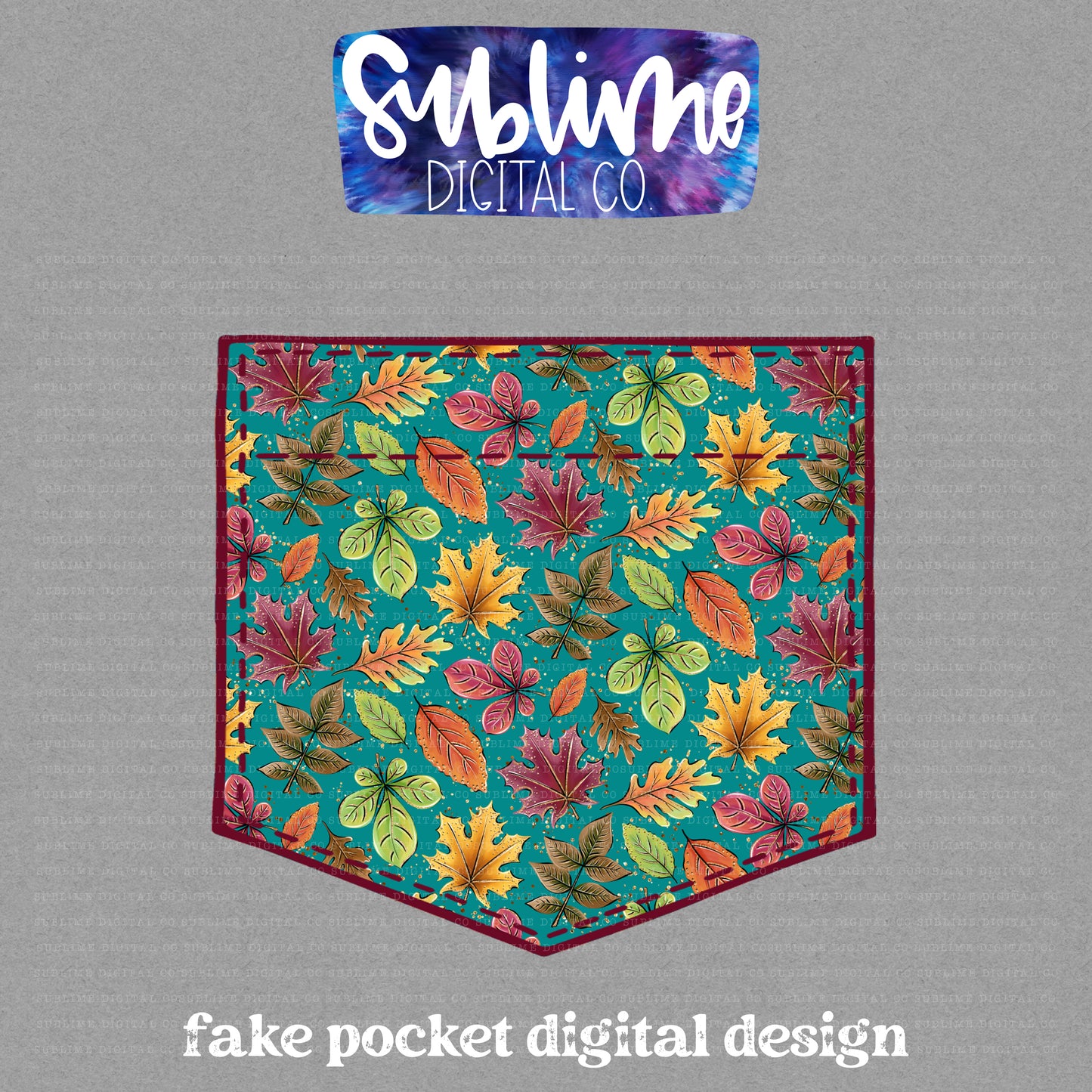 Fall Leaves • Fake Pocket • Instant Download • Sublimation Design