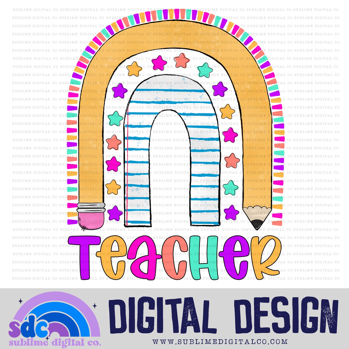 Teacher • Rainbow • School • Instant Download • Sublimation Design