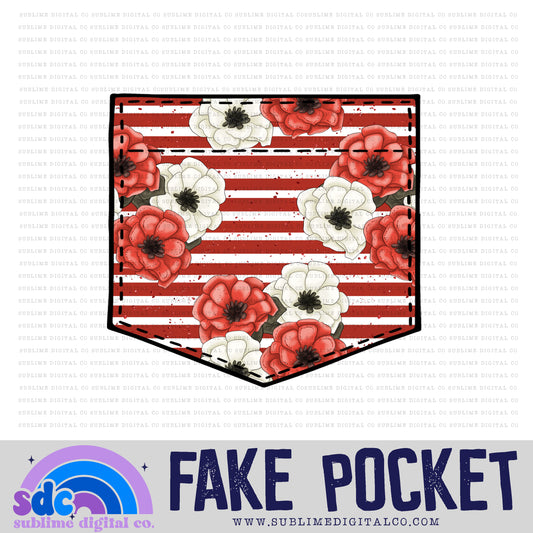 Poppy Stripes • Fake Pocket • Instant Download • Sublimation Design