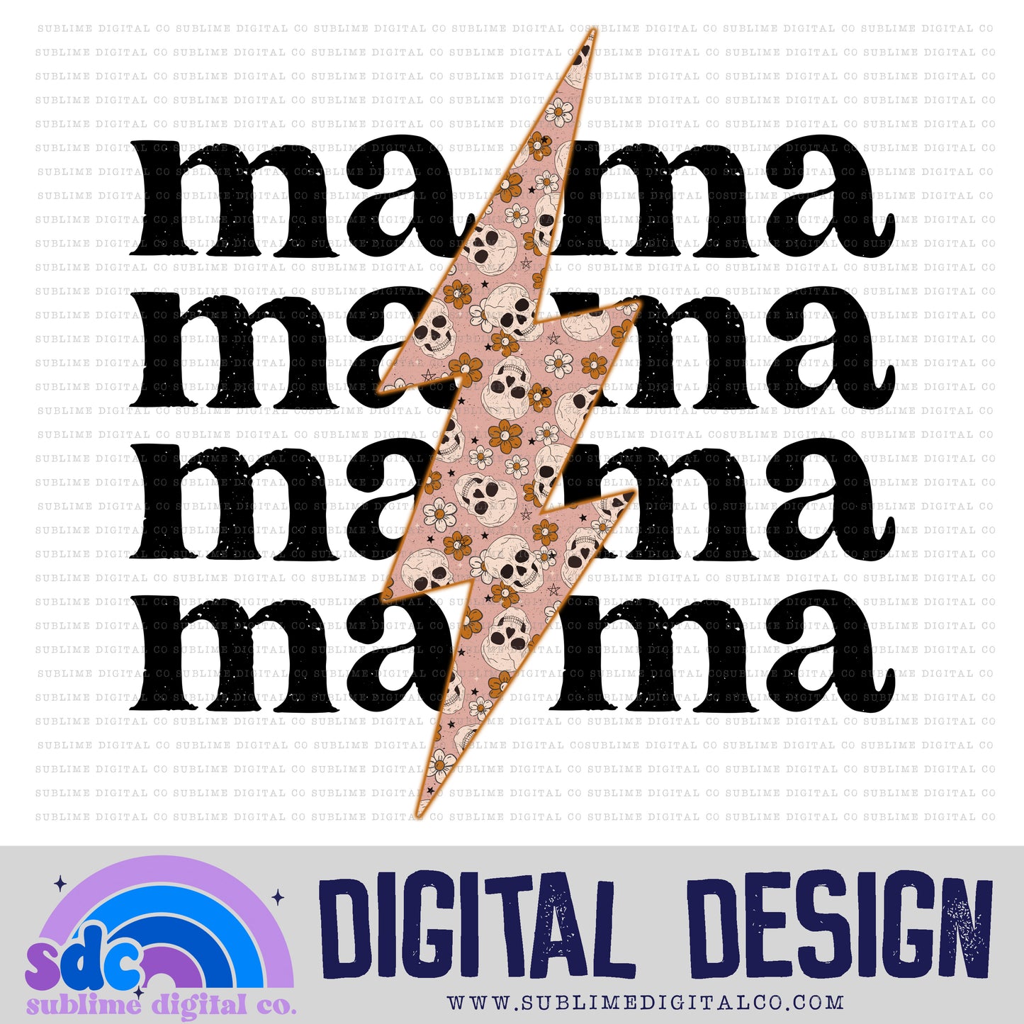 Mama Floral Skulls • Retro • Instant Download • Sublimation Design