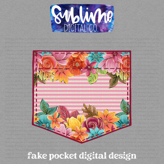 Fall Floral • Fake Pocket • Instant Download • Sublimation Design