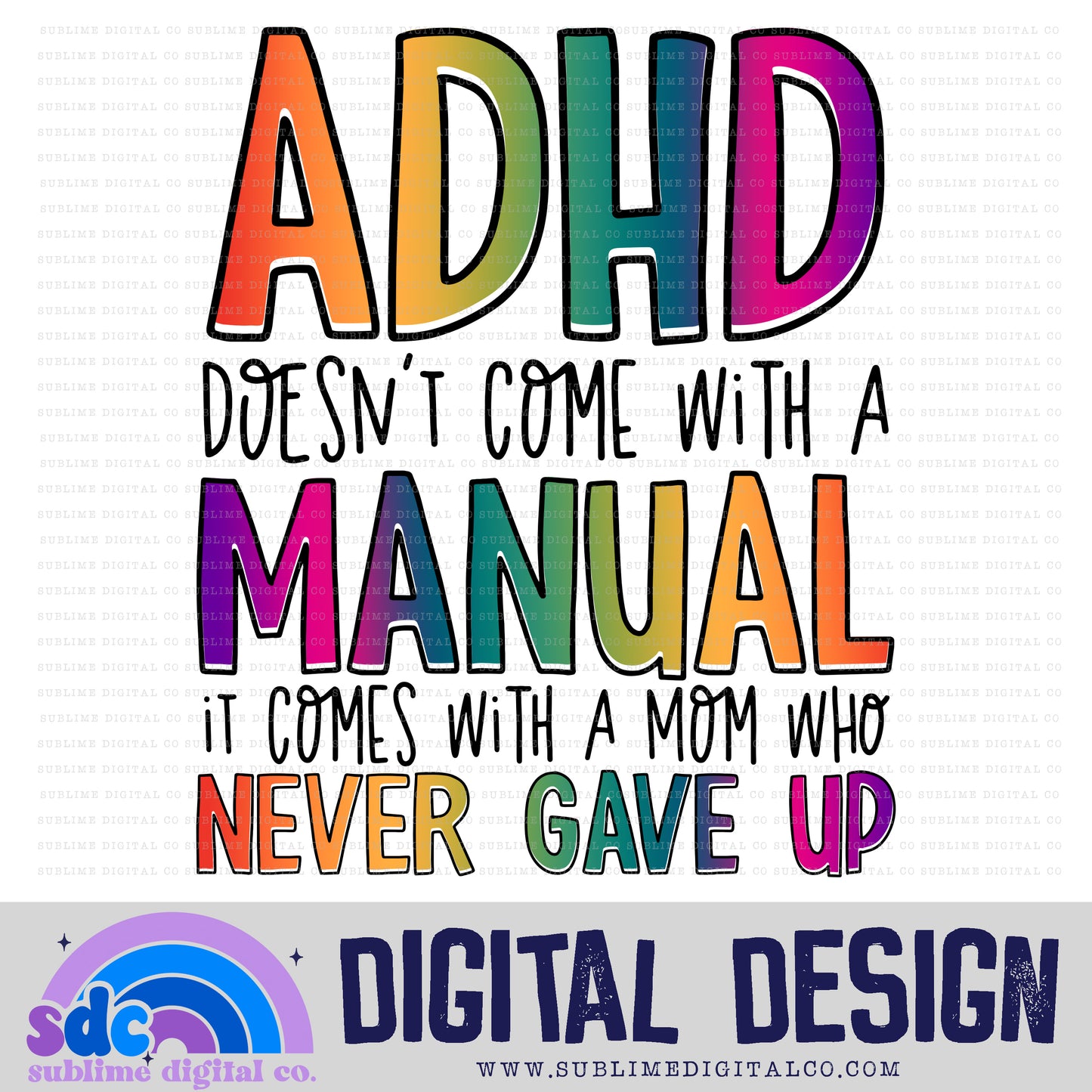 ADHD Manual - Rainbow • Neurodivergent • Instant Download • Sublimation Design