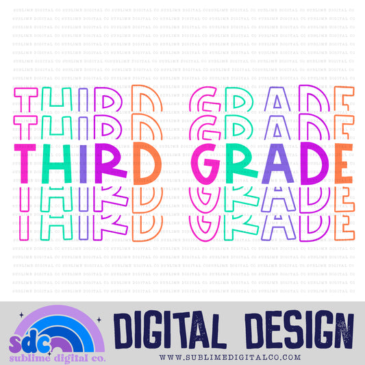 Third Grade - Pink/Purple • Stacked Text • School • Instant Download • Sublimation Design