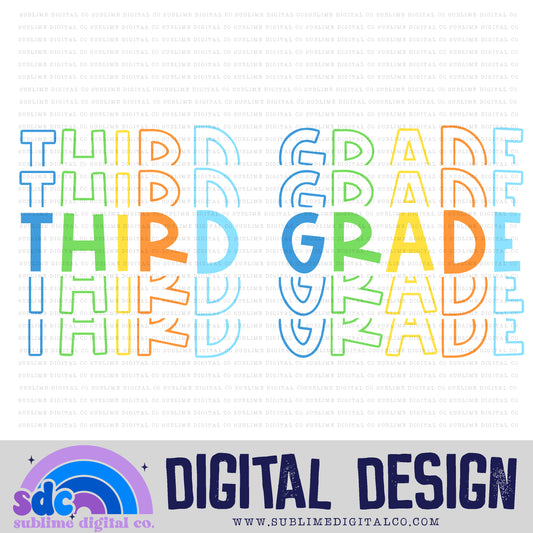 Third Grade - Blue/green • Stacked Text • School • Instant Download • Sublimation Design