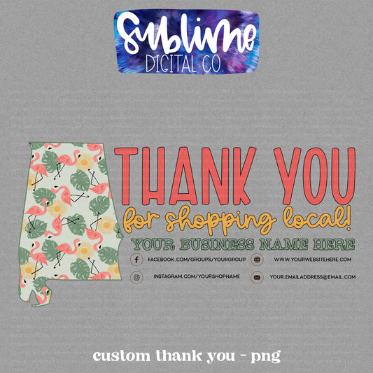 Flamingo & Monstera • Shop Local • Custom Thank You • Custom Digital Designs