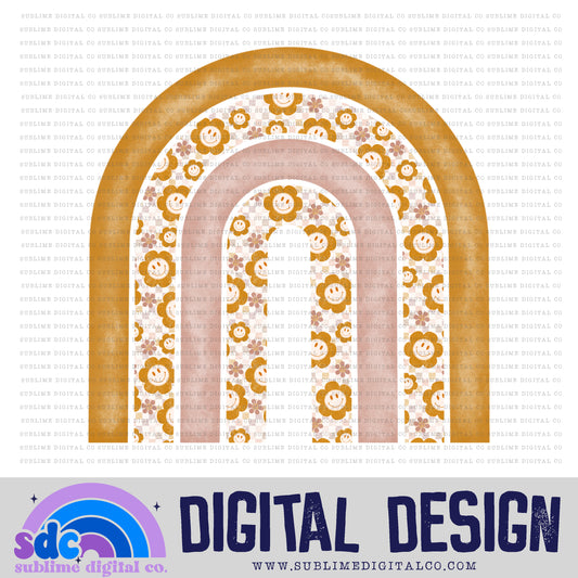 Retro Floral Smiley Checkerboard • Rainbow • Elements • Digital Design • Instant Download • Sublimation