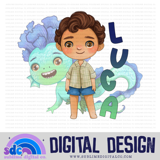 Luca • Sea Monsters • Instant Download • Sublimation Design