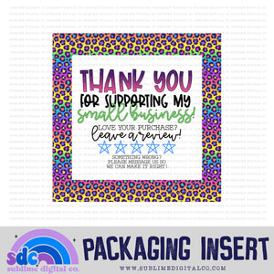 Rainbow Cheetah Thank You • Leave A Review • Packaging Insert • Instant Download