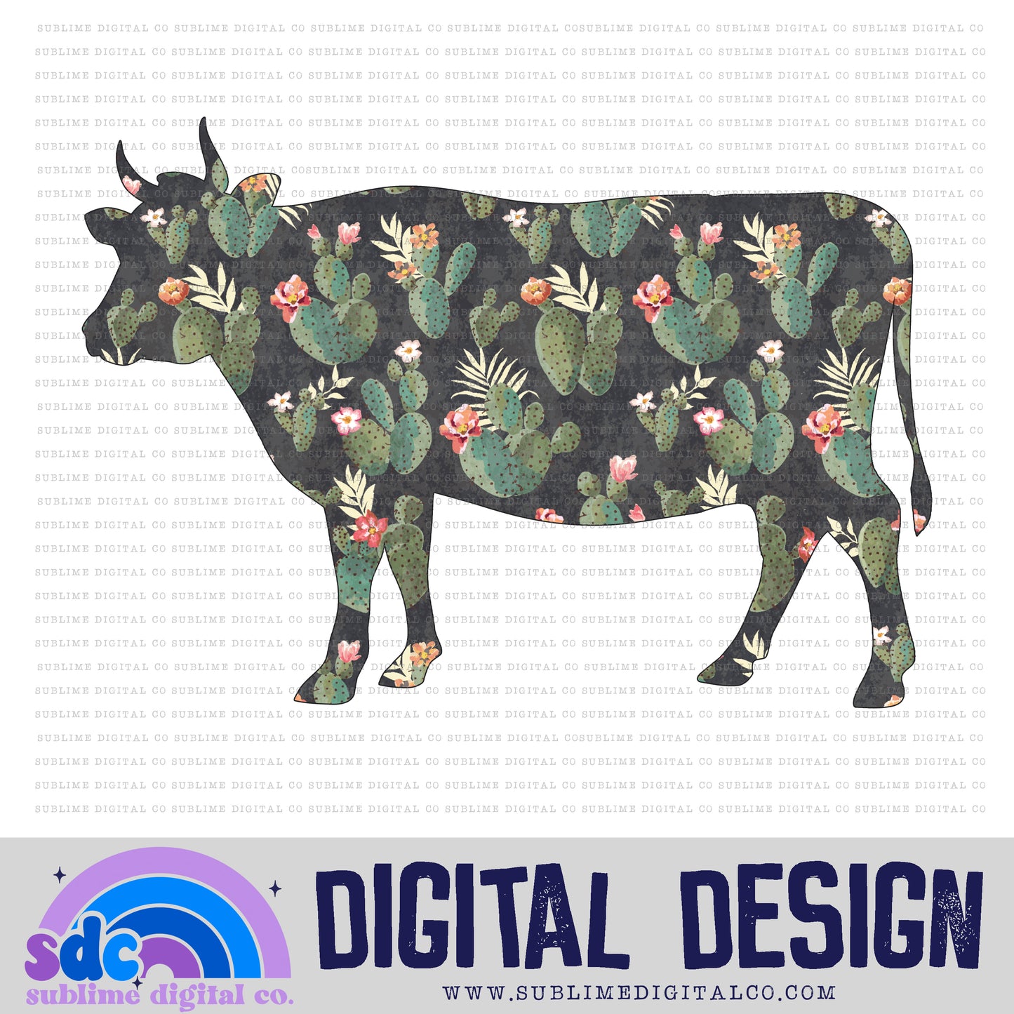 Cactus Cow • Instant Download • Sublimation Design