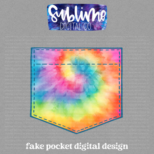 Rainbow Tie Dye • Fake Pocket • Instant Download • Sublimation Design