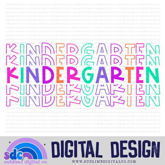 Kindergarten - Pink/Purple • Stacked Text • School • Instant Download • Sublimation Design