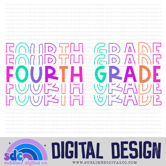 Fourth Grade - Pink/Purple • Stacked Text • School • Instant Download • Sublimation Design