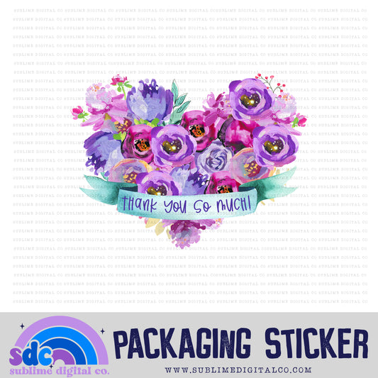 Thank You So Much! - Floral Heart | Small Business Stickers | Digital Download | PNG File