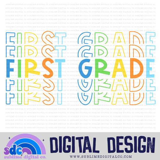 First Grade - Blue/Green • Stacked Text • School • Instant Download • Sublimation Design