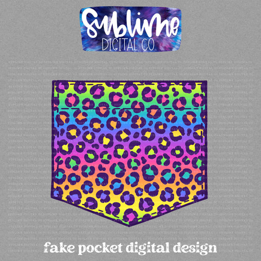 Rainbow Leopard • Fake Pocket • Instant Download • Sublimation Design