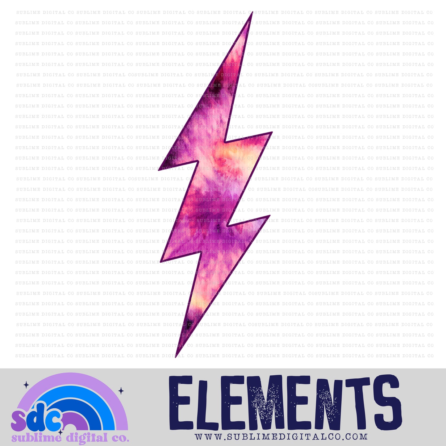 Pink Purple Tie Dye • Lightening Bolt • Elements • Digital Design • Instant Download • Sublimation