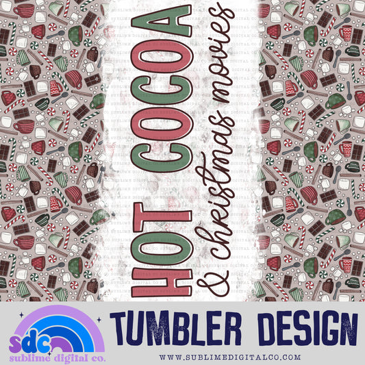 Hot Cocoa & Christmas Movies • Christmas • Tumbler Designs • Instant Download • Sublimation Design