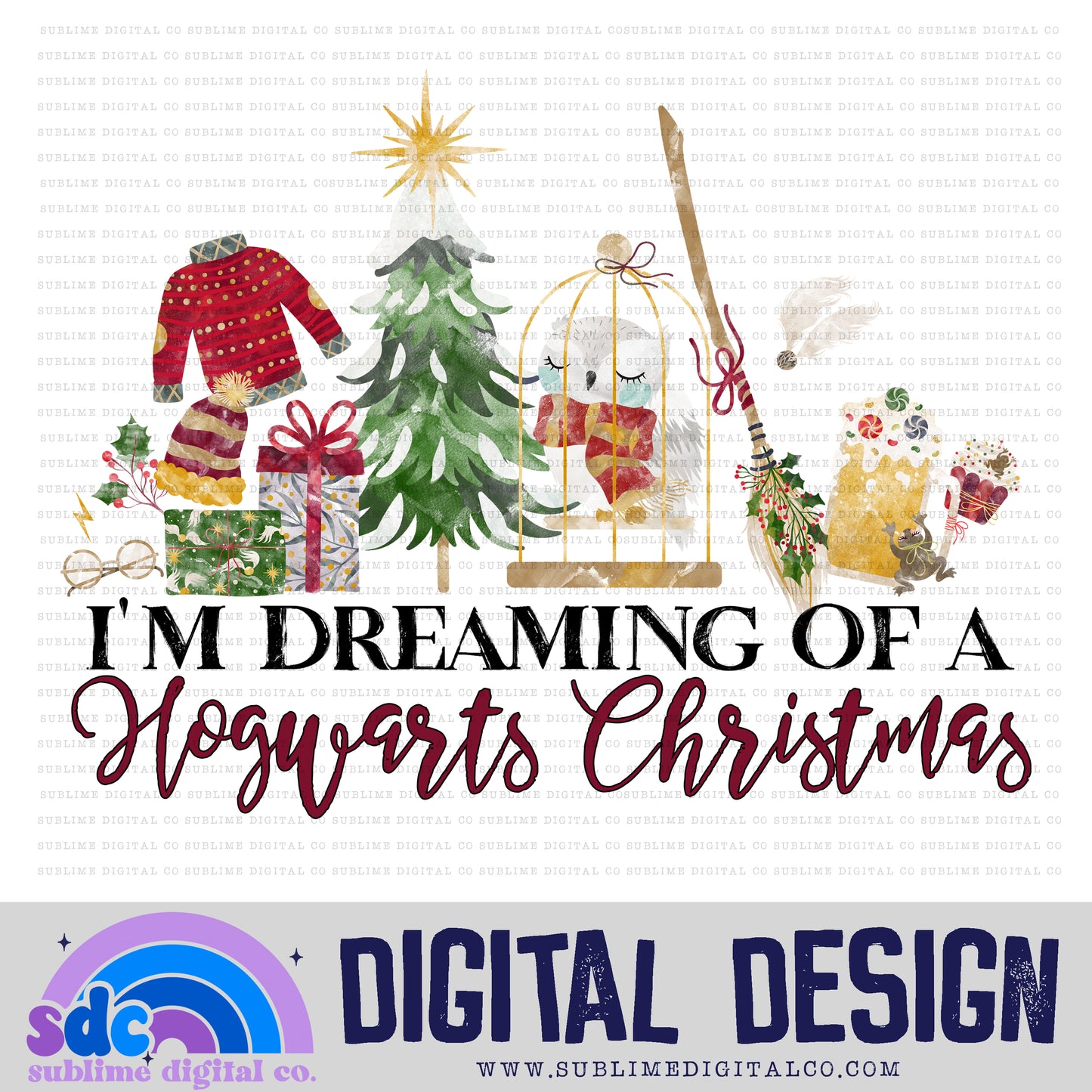 Dreaming Of A Wizard School Christmas • Wizard • Instant Download • Sublimation Design