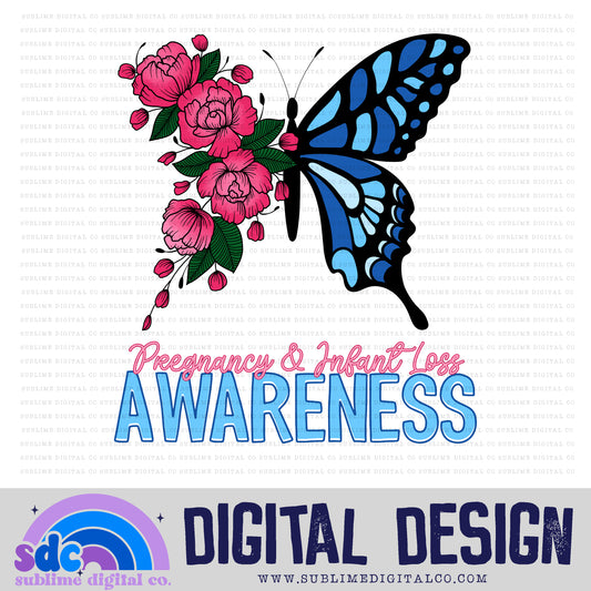 Awareness Floral Butterfly • Pregnancy & Infant Loss • Awareness • Digital Design • Instant Download • Sublimation