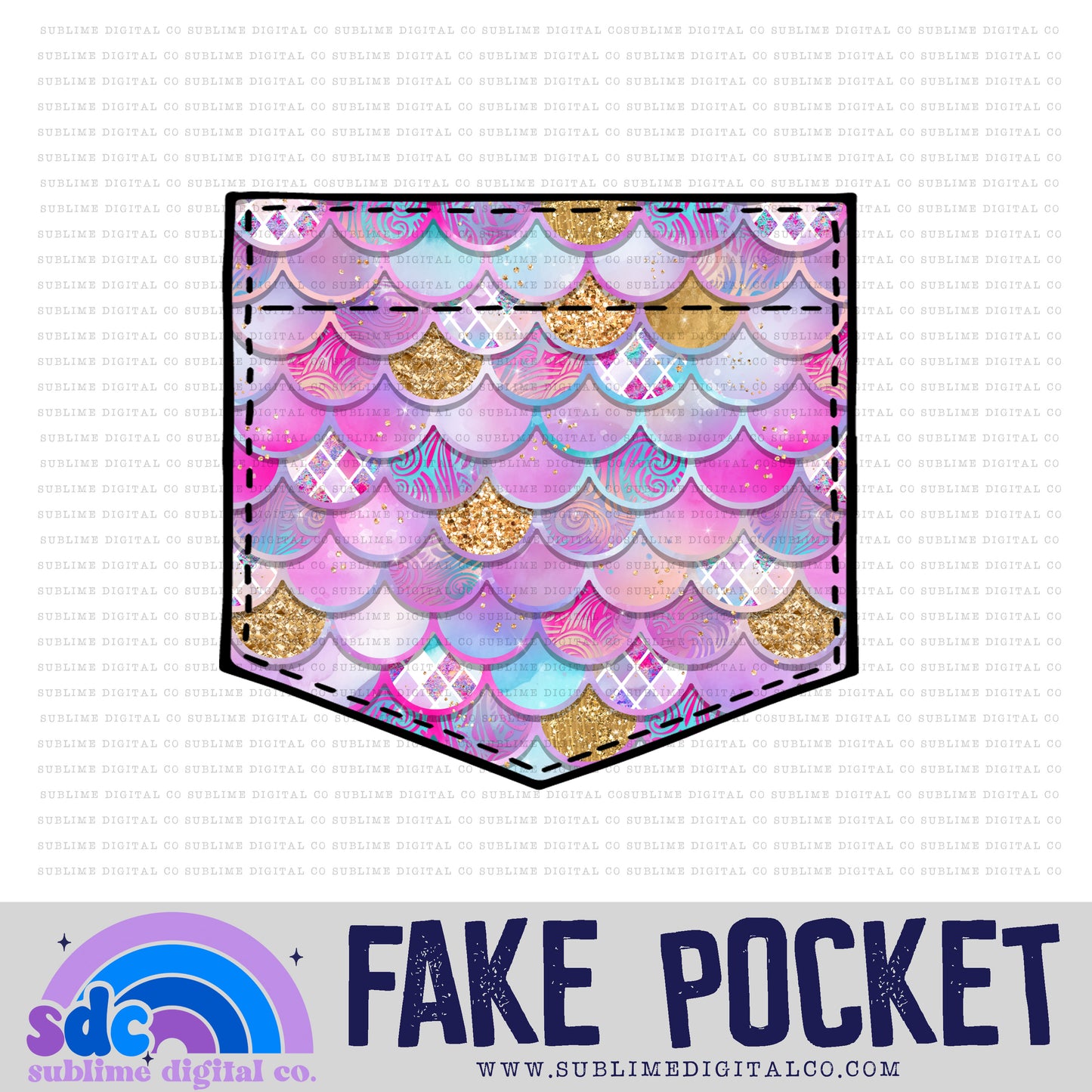 Purple Pink Scales • Fake Pocket • Instant Download • Sublimation Design