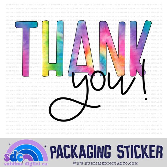 Thank You! - Rainbow Tie Dye | Small Business Stickers | Digital Download | PNG File