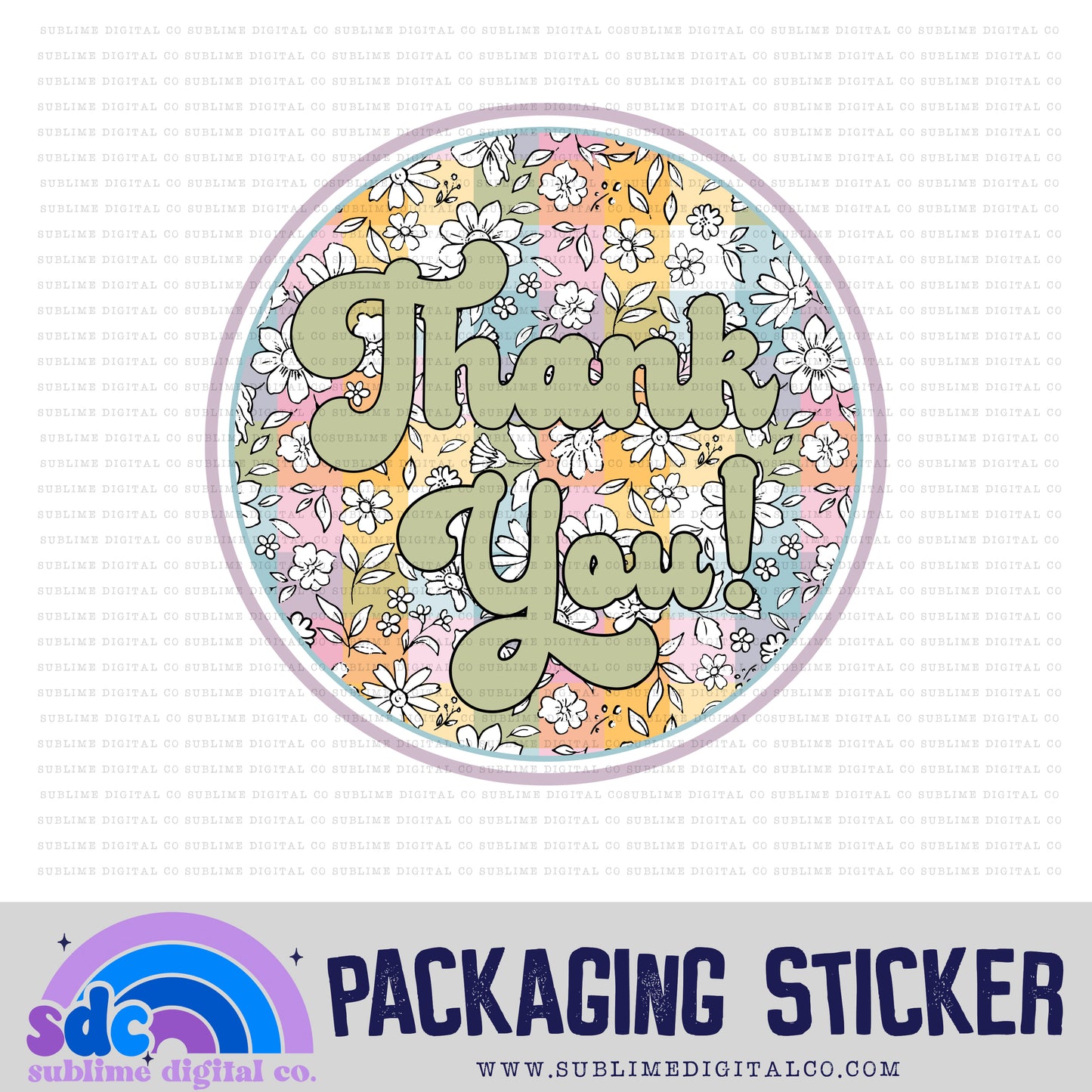 Thank You Circle - Pastel Floral | Small Business Stickers | Digital Download | PNG File