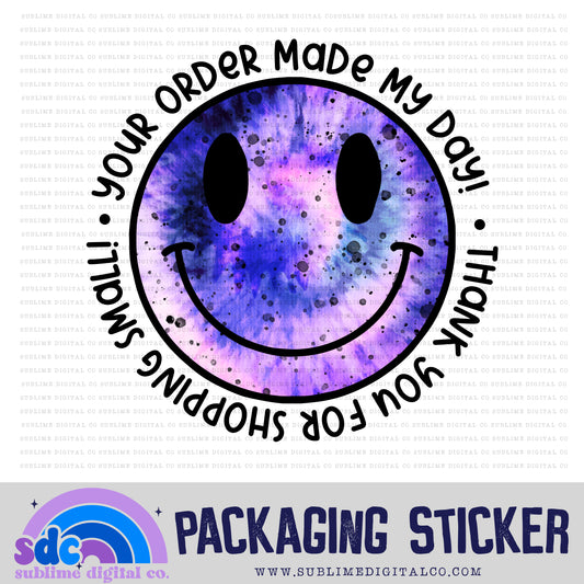 Smiley - Purple Tie Dye | Print + Cut | Small Business Stickers | Digital Download | PNG File