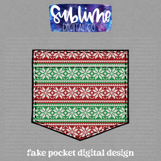 Ugly Christmas Sweater • Fake Pocket • Instant Download • Sublimation Design
