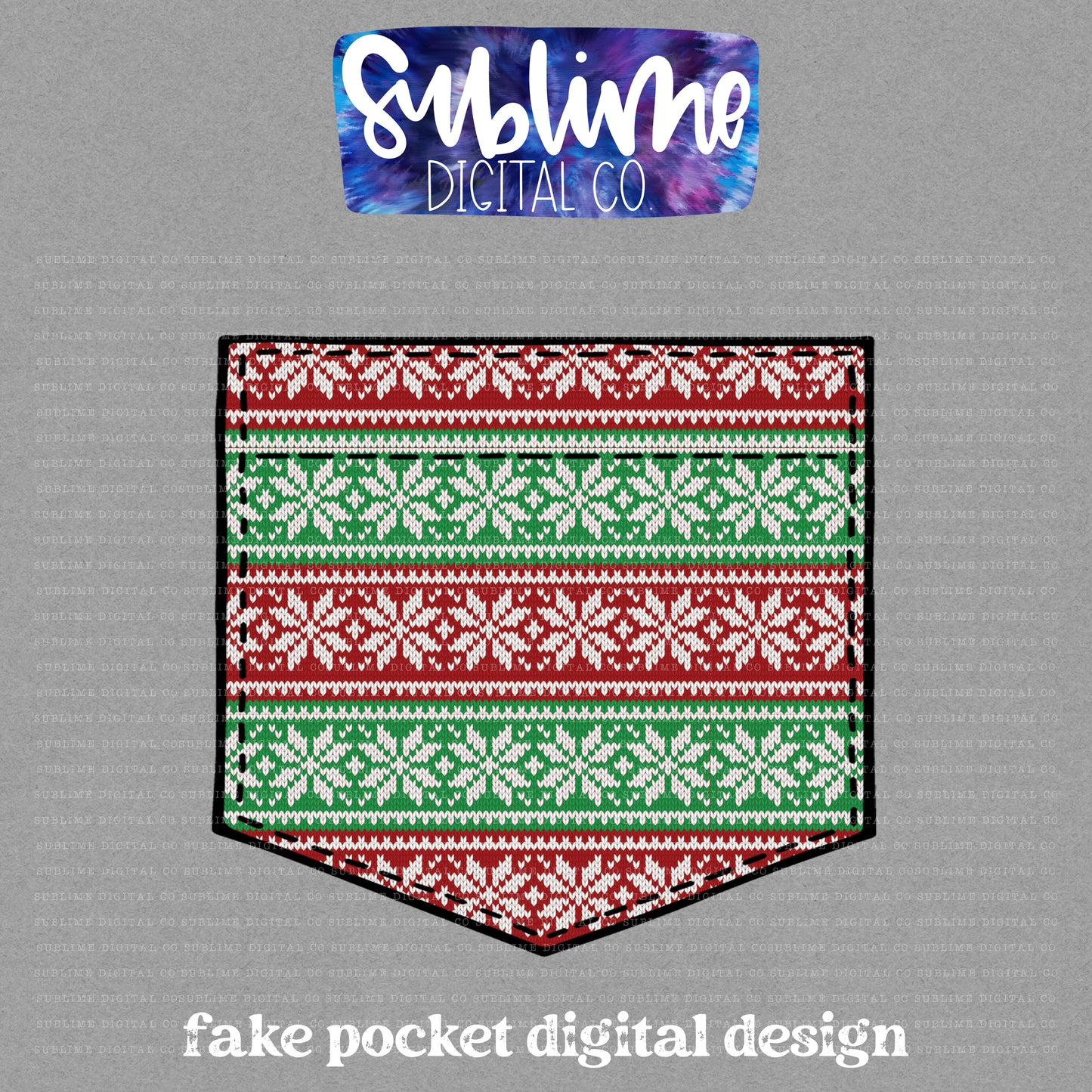 Ugly Christmas Sweater • Fake Pocket • Instant Download • Sublimation Design