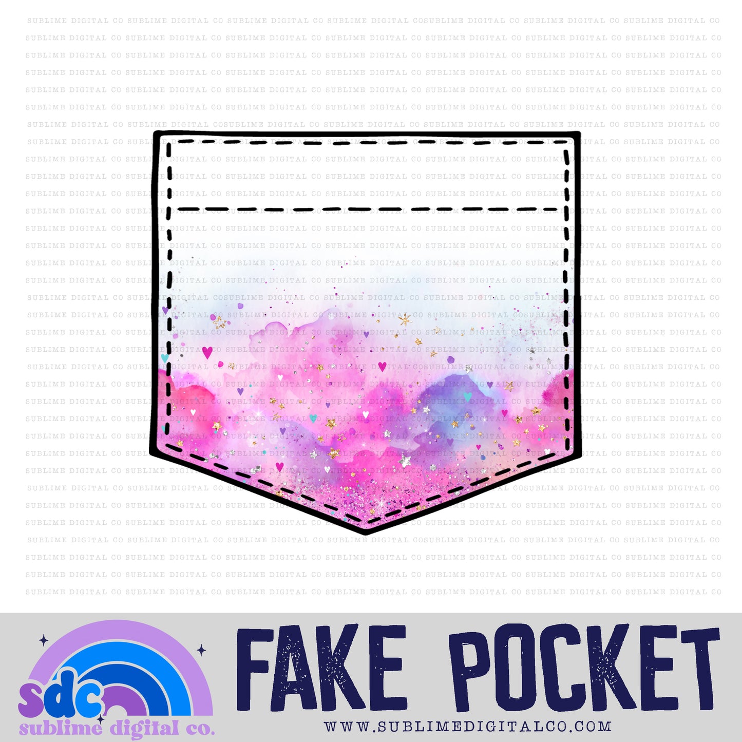 Pink Purple Glitter • Fake Pocket • Instant Download • Sublimation Design
