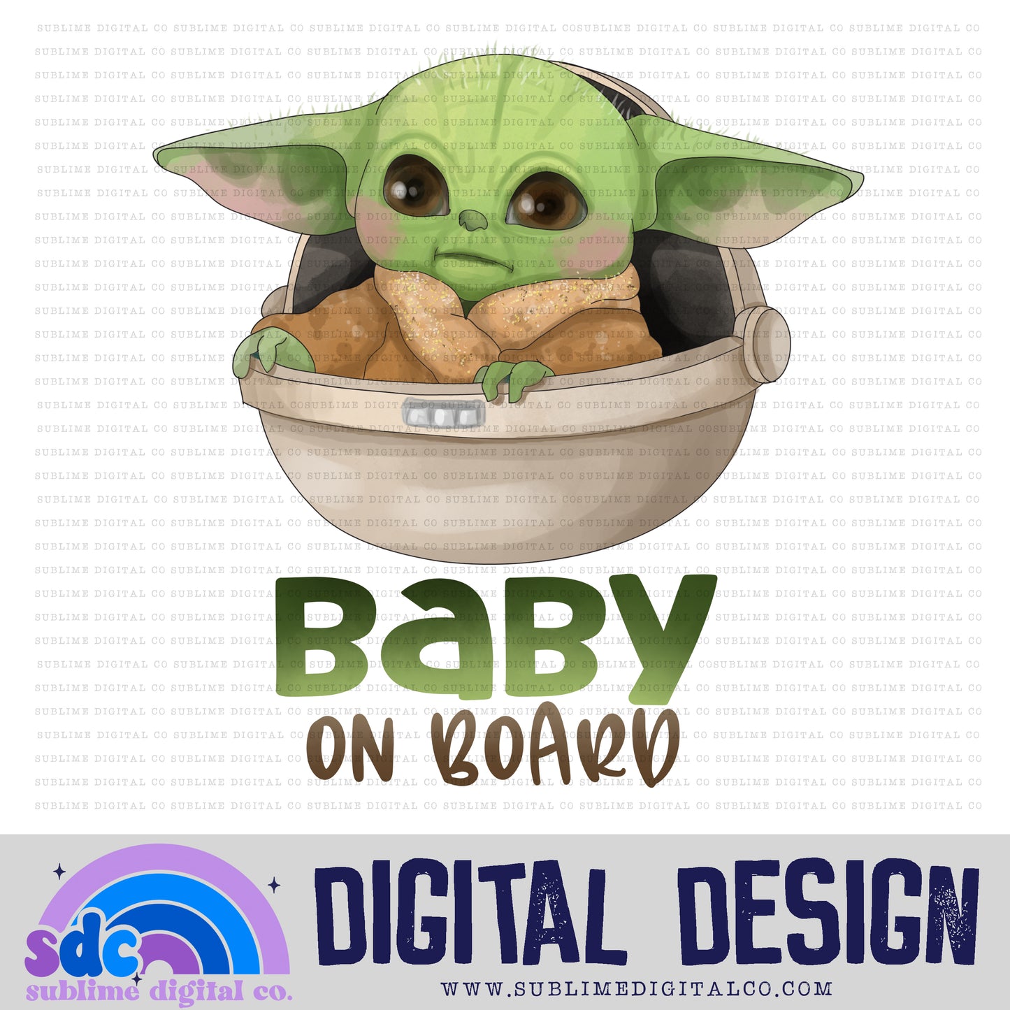 Baby on Board • Green Baby • Space Wars • Instant Download • Sublimation Design