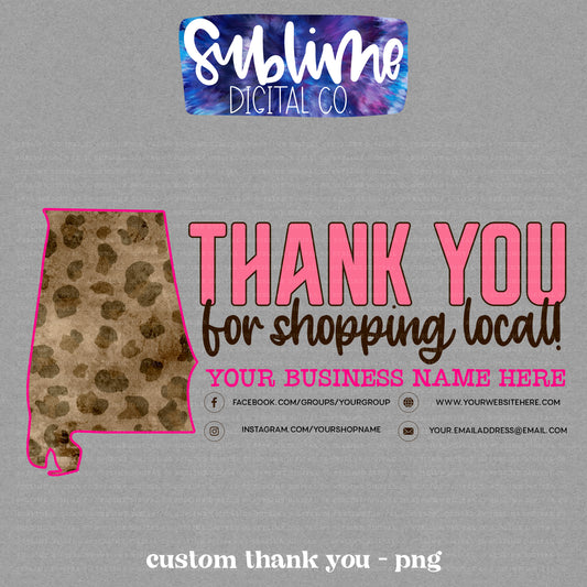 Pink Leopard • Shop Local • Custom Thank You • Custom Digital Designs