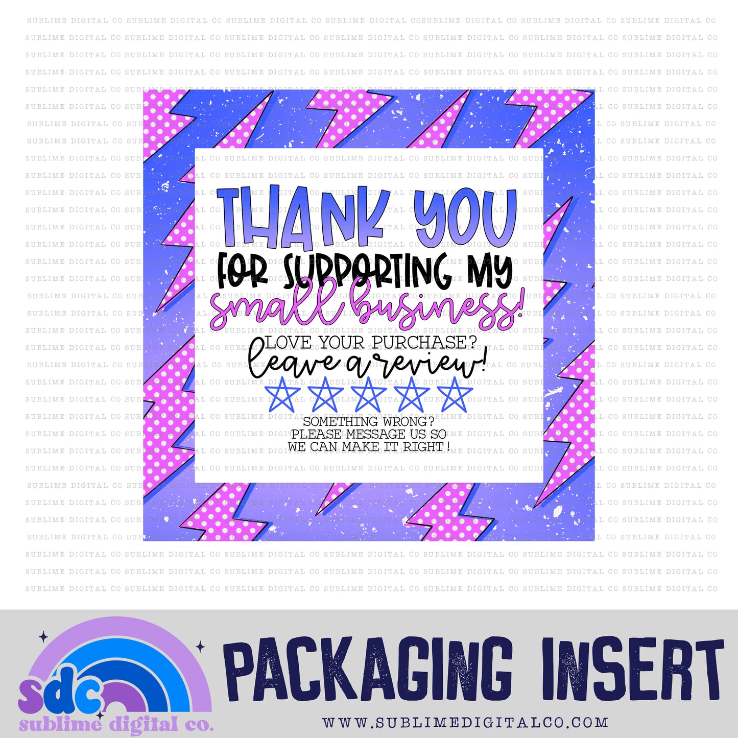 Purple Lightening Bolt Thank You • Leave A Review • Packaging Insert • Instant Download
