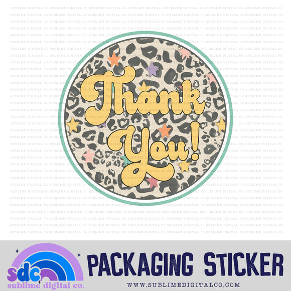Thank You Circle - Leopard Stars | Small Business Stickers | Digital Download | PNG File