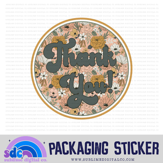 Thank You Circle - Floral | Small Business Stickers | Digital Download | PNG File