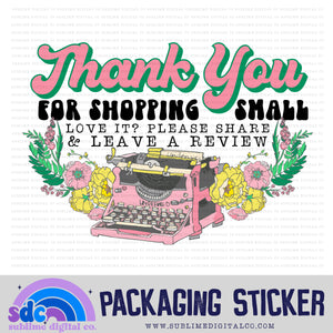Thank You - Leave a Review - Typewriter | Small Business Stickers | Digital Download | PNG File