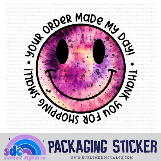 Smiley - Pink Purple Tie Dye | Print + Cut | Small Business Stickers | Digital Download | PNG File