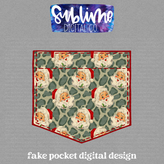 Leopard Santa • Fake Pocket • Instant Download • Sublimation Design