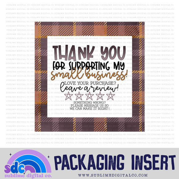 Purple Fall Plaid Thank You • Leave A Review • Packaging Insert • Instant Download